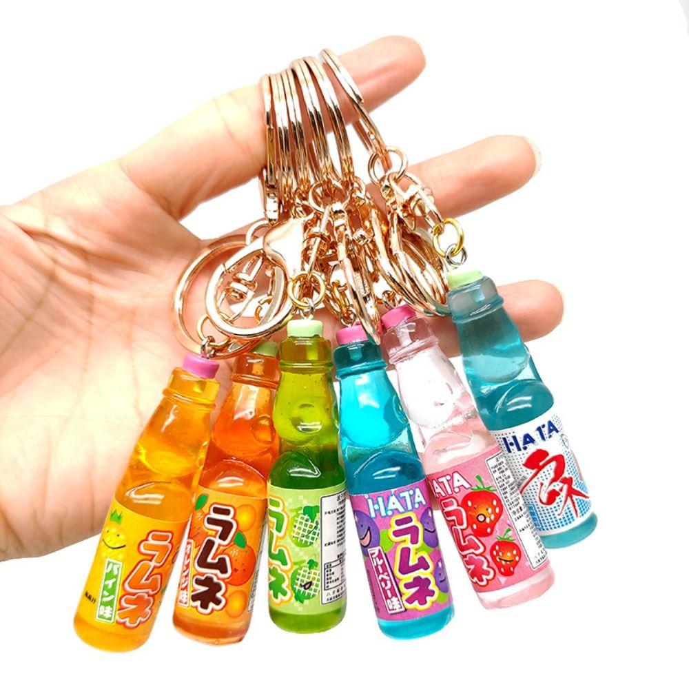 Japanese Marbles Bobble Soda Key Chain Miniature Soda Drink Charm Bag Accessories
