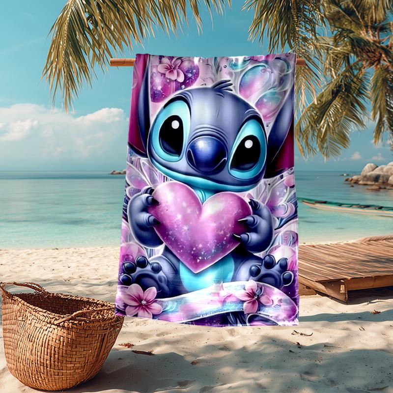 Ultra-Soft Beach Towel with Stitch Theme,Ideal for Pool - Camping, Diving - Perfect Travel Essential, Vibrant Beach Towel.