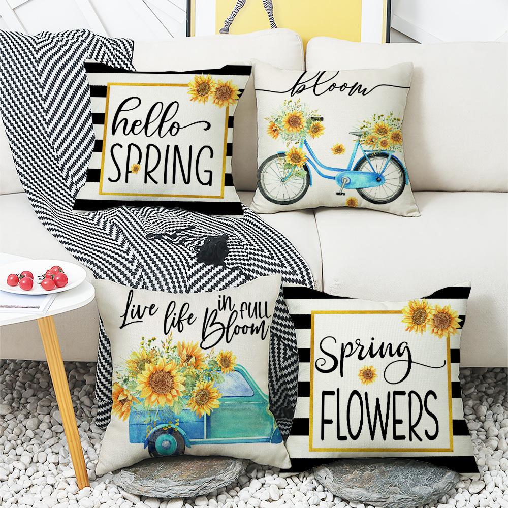 New Sunflower Pillow Home Decoration Pillow Simple Sofa Living Room Spring Pillow