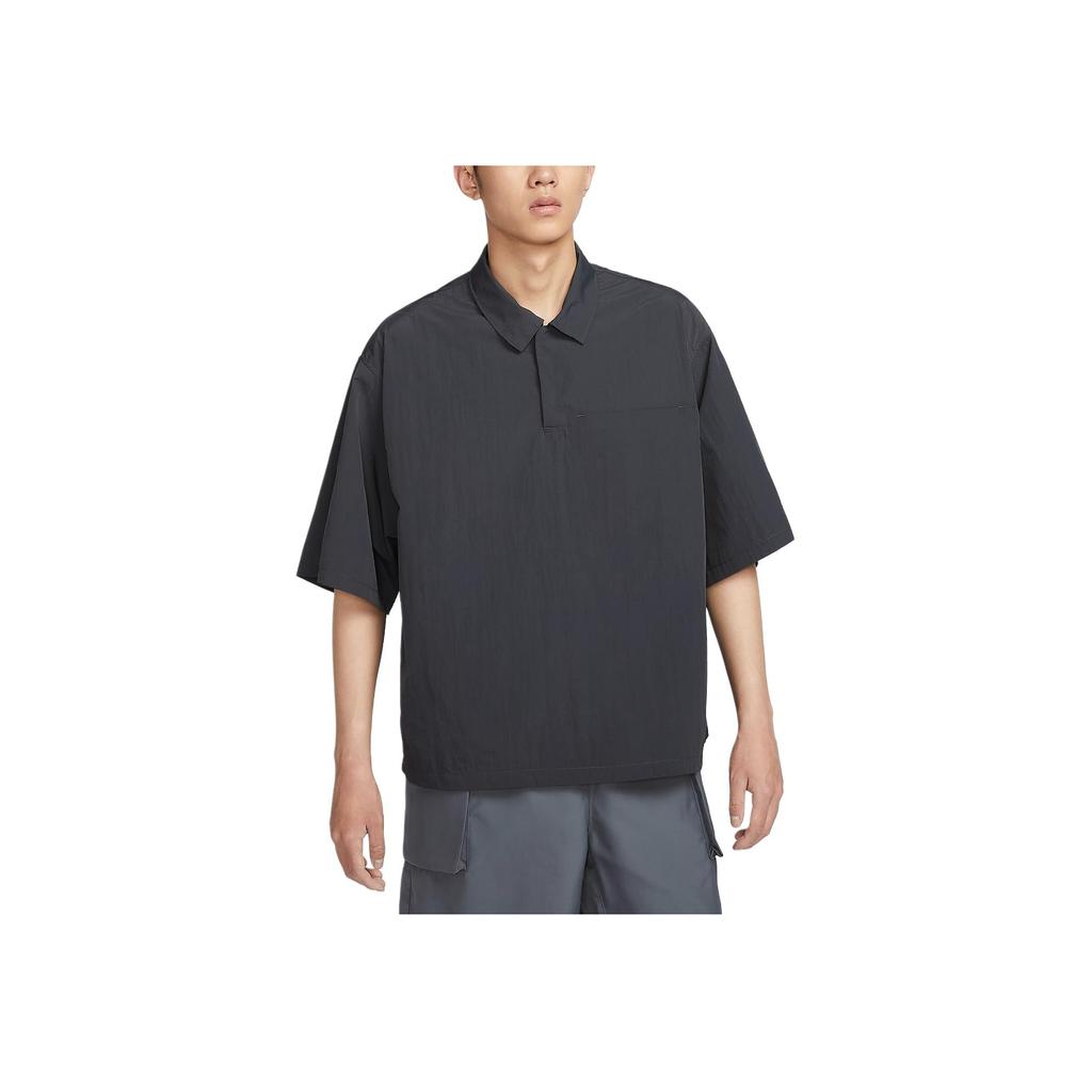 Nike Tech Sun Protection Water-Resistant Woven Loose Fit UV Protection Short Sleeve Polo Shirt Men Polo Shirts Coal-Black FZ0705-060