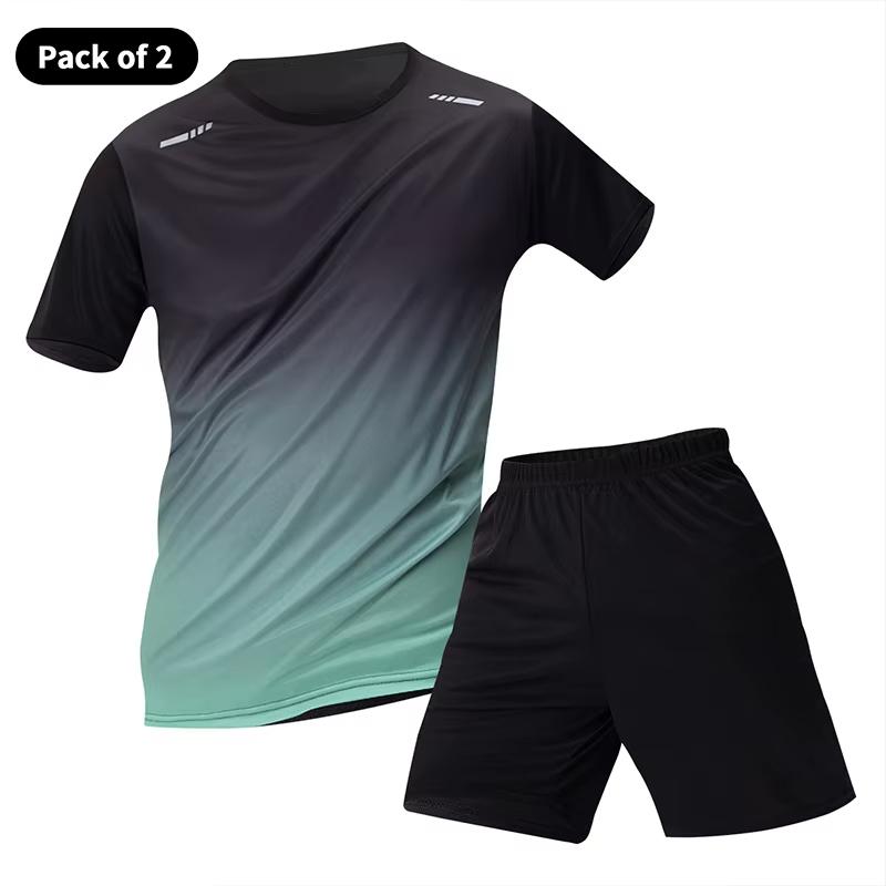 

Men s & Women s Sports Set, 3D Printed T-shirt for Fitness Running S