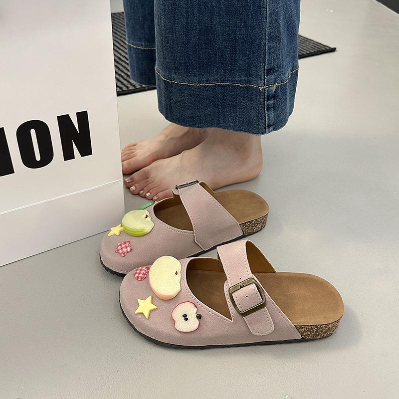 Milk Cute Cartoon Bag Head Half Slippers Women's 2025 Spring and Summer New Retro Home Indoor Thick-bottomed Versatile Sandals