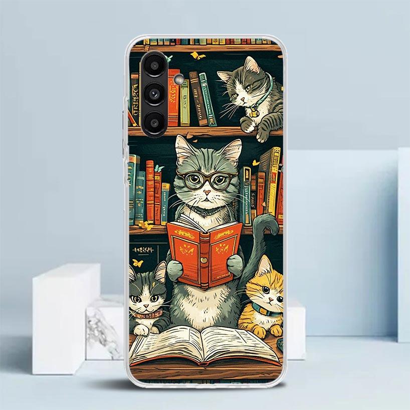 Read Books Illustration Reading Cover for Samsung Galaxy A17 A37 A57 A16 A26 A36 A56 A15 A14 A55 Phone Case A13 A53 A25 A35 A24