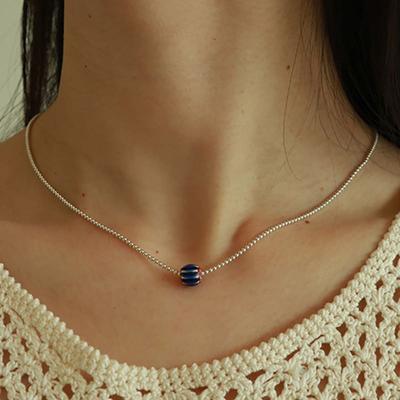 Less Is More Blue Glass Silver Necklace