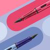 Lamy D09 Lightweight Aluminum Fountain Pen with Fiery Ergonomic Grip and Polished Steel Stitched Medium Ink Blue AL-star Nib, Width, Cartridge, T10,