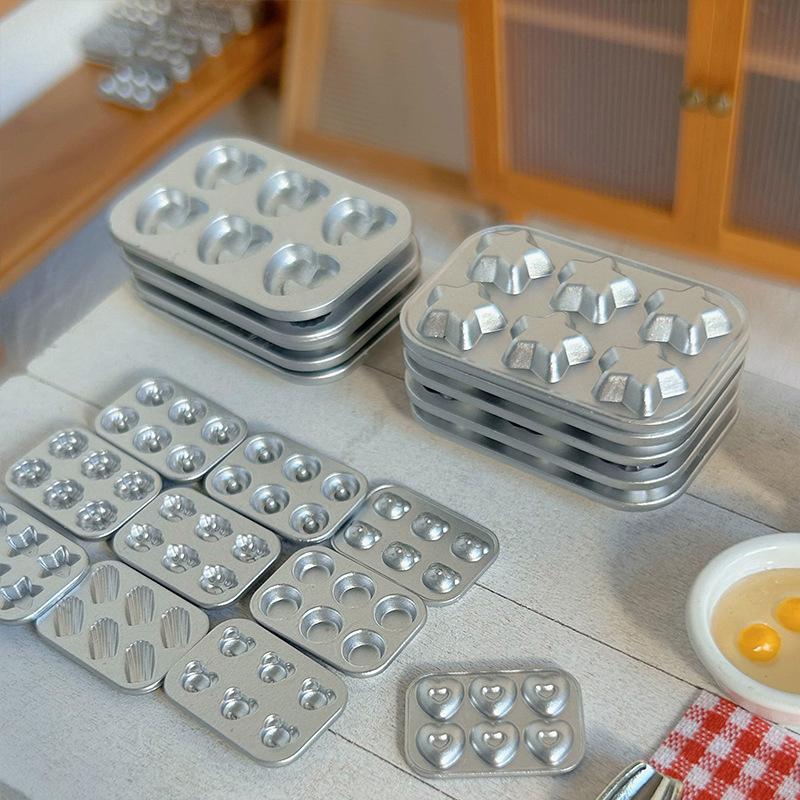 1:6/1:12 Scale Miniature Dollhouse Mini Pastry Biscuit Cookie Cake Bread Silver Mold Diy Food Play Silicone Mold Accessories