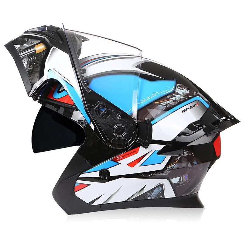 BLD Motorcycle Helmet Men's Full Double Lens Exposed Universal Riding Throughout