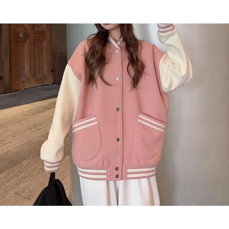 Korean Version Baseball Jackets for Women Spring and Autumn Couple Outfits, Ins Trendy Harajuku Style Streetwear Jacket Clip Overcome