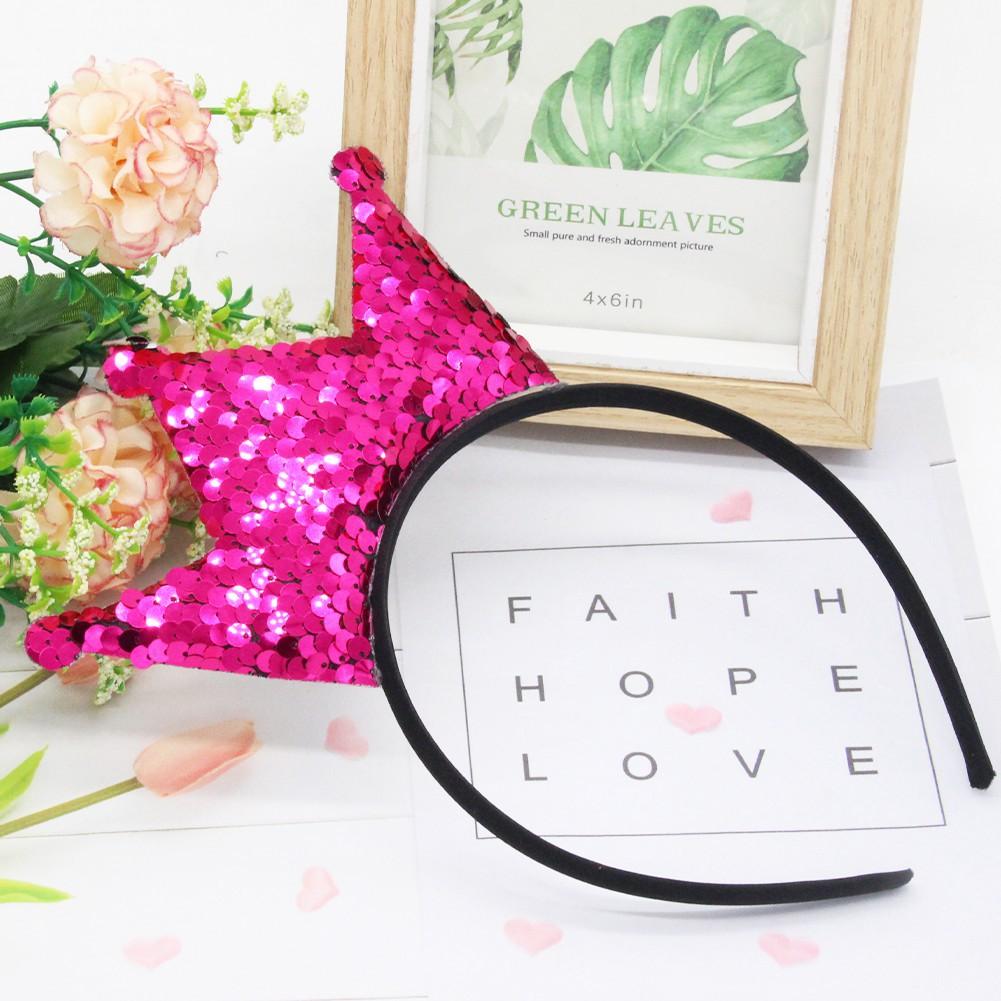 Crown Headband Sequins Hair Bands Women Girls Hair Accessories for Birthday Party Favors Hair Decoration Supplies