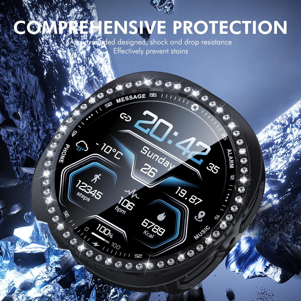 ENKAY HAT PRINCE Pour Samsung Galaxy Watch8 40mm Coque avec Film d'Écran en PMMA Décoration Strass Housse de Montre en PC