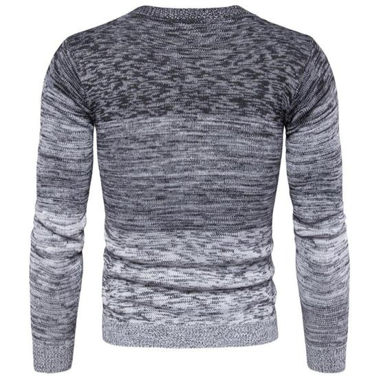 Long Sleeve Patchwork Men Sweater Autumn Winter O-Neck Stretchy Knitted Pullover Sweater Streetwear