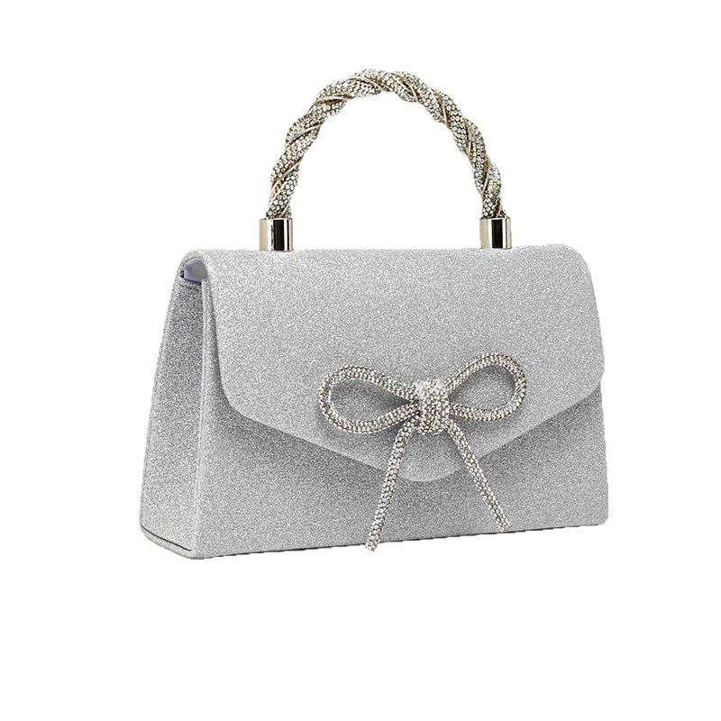 New High-Grade Banquet Clutch Bag Versatile Diamond Bow Chain Crossbody Evening Dress Purse