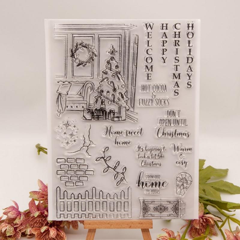 Christmas Themed Silicone Stamps Clear Silicone Stamps for Cardmaking, Background Silicone Stamps for Scrapbooking Craft