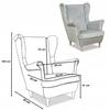 Angelo Wing Chair with Footrest Scandinavian Family Meble Light Gray Grey