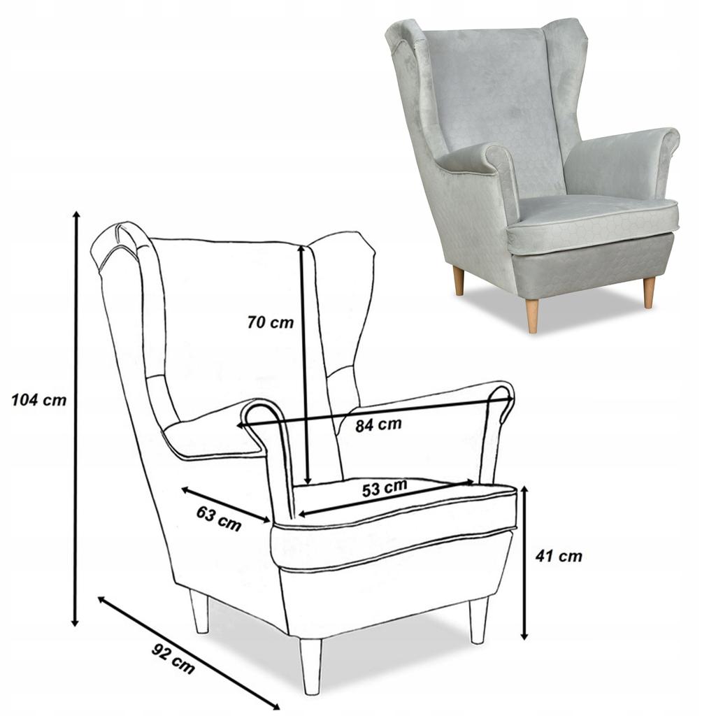 Angelo Wing Chair with Footrest Scandinavian Family Meble Light Gray Grey