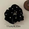 2pcs Black Velvet Hair Rings with Imitation Pearls | Vintage Style, Solid Color, Perfect for Autumn and Winter