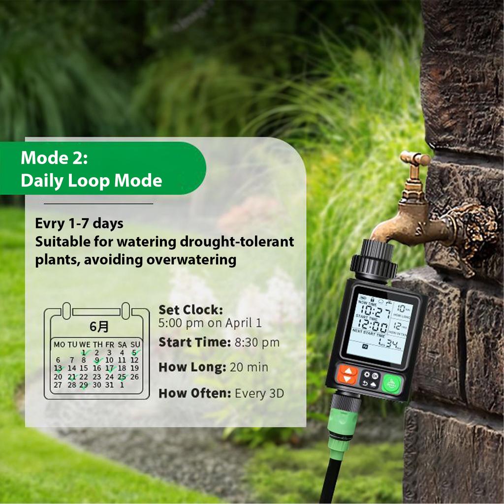 Water Timer Garden Hose Sprinkler Timer 10 Programmable Automatic Rain Delay 3.3 Inch LCD Screen IP54 Rainproof