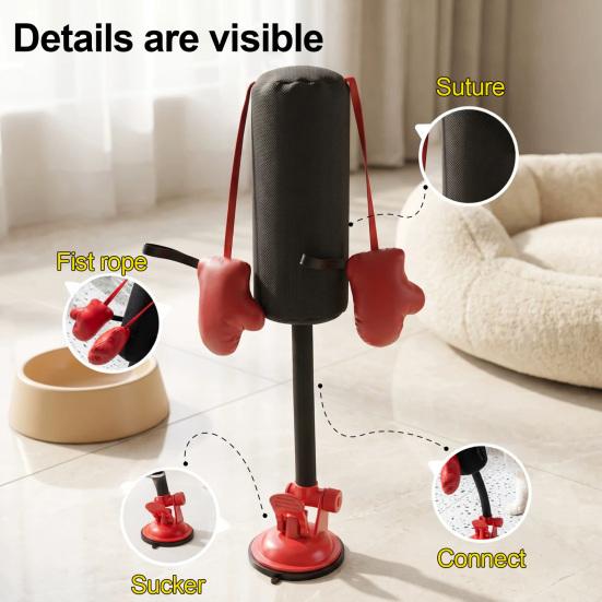 Indoor Cat Exercise Toy Punching Bag Toy, Interactive with Dangling Boxing Gloves, Toys Strong Suction Cup Base, Wobble for Kittens Cats Small Desktop