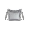 Lesportsac Gunmetal Grey Shine Medium Zip Shoulder Bag [1014.Ma08]