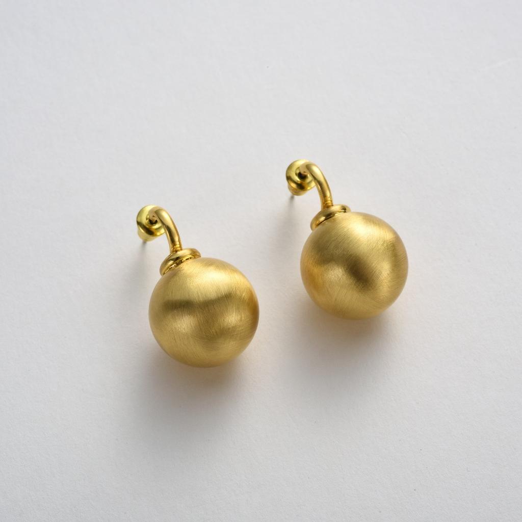 Original Design Metal Brushed Matte Ball Earrings S925 Silver Needle Commuting Essential Simple Versatile Stud Earrings