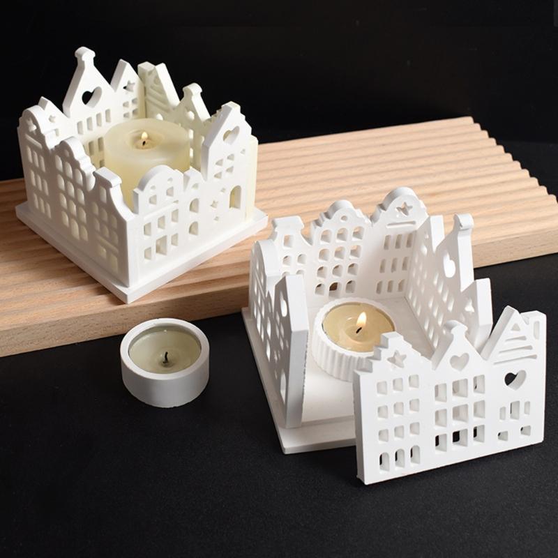Künstlerische Silikonform Hausform Figurenformen Kerzenhalterformen für Festivalgeschenke und zur Beteiligung an Familienbasteln