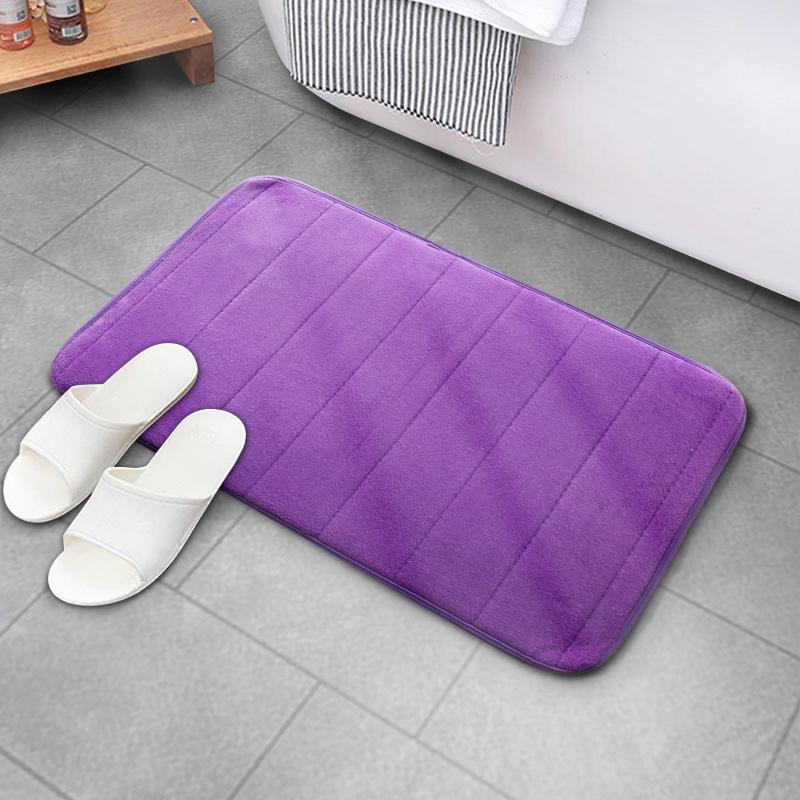 Striped Coral Fleece Water Absorbent Bathroom Floor Mat