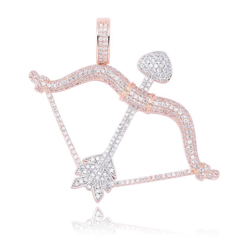 European-American Hip-Hop Cupid's Arrow Zirconia Pendant Necklace
