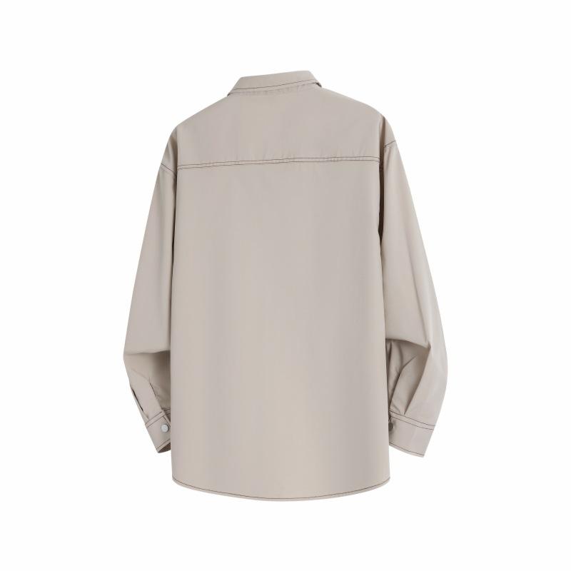 Spring And Autumn Men'S Multi-Pocket Solid Color Long Sleeve Shirt Men'S Casual Loose Lapel Shirt