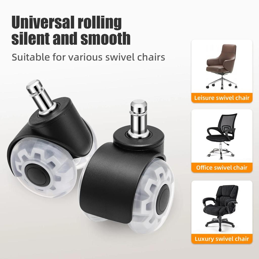 AD 5PCS Universal Mute Wheel Office Chair Caster Swivel Rubber Soft Safe Rollers Furniture Hardware Chair Wheels for Desk Office