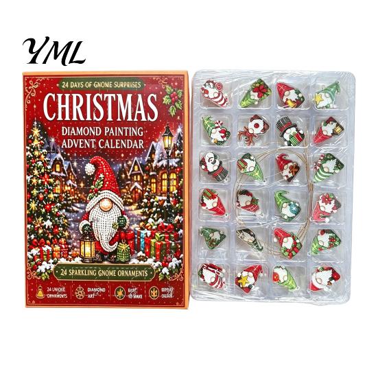 Collectible Halloween Items 24-Day Gnome Advent Calendar, Diamond Style Acrylic Ornament Set with Countdown Box Theme, Hanging Decor for Tree Window,