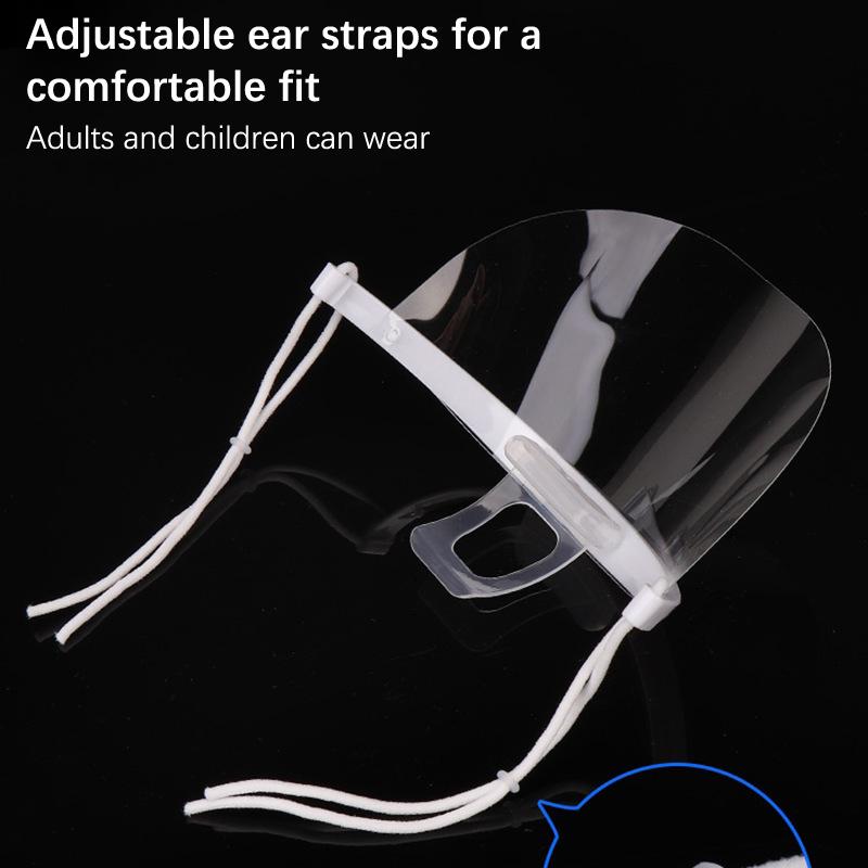 10Pcs Clear Plastic Catering Mask Hotel Beauty Chef Waiter Protective Mask Reusable Visible Splash Proof Mask Mouth Cover