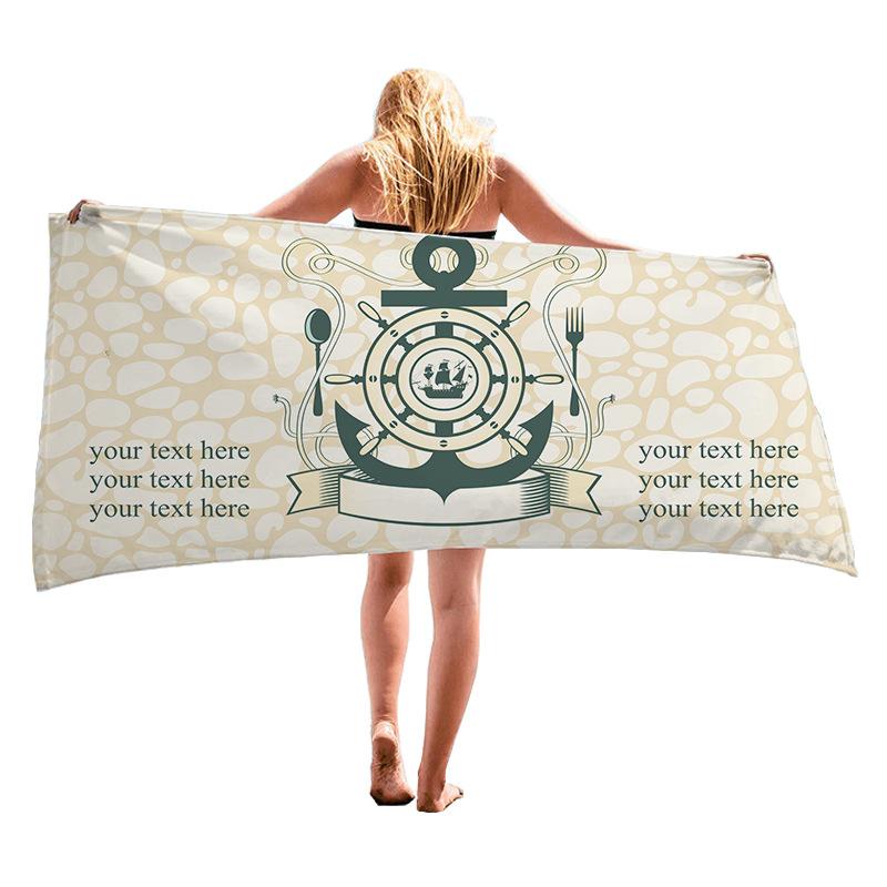 Cartoon Ship Sailor Series digital-printed polyester Superfine fiber double-sided fleece Beach vacation bath towel, beach towel