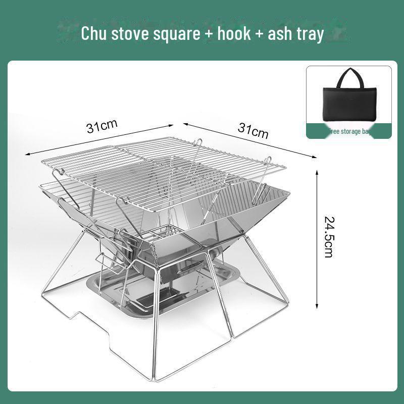 Portable Hexagonal Stainless Steel Wood Stove Grill for Outdoor Picnics