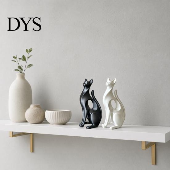 Desk Decorative Cat Figure 3D Printed Figurine, Modern Geometric Sculpture, Minimalist Art Burr-free Ornament Decor for Entryway Shelf, Lover