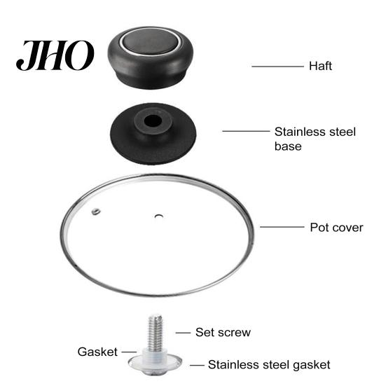 Universal Cookware Lid Handle 2Pcs Pot Knobs Set Top Replacement Knob for Casserole Glass Heat Resistant Anti-Slip Grip Easy Installation Kitchen