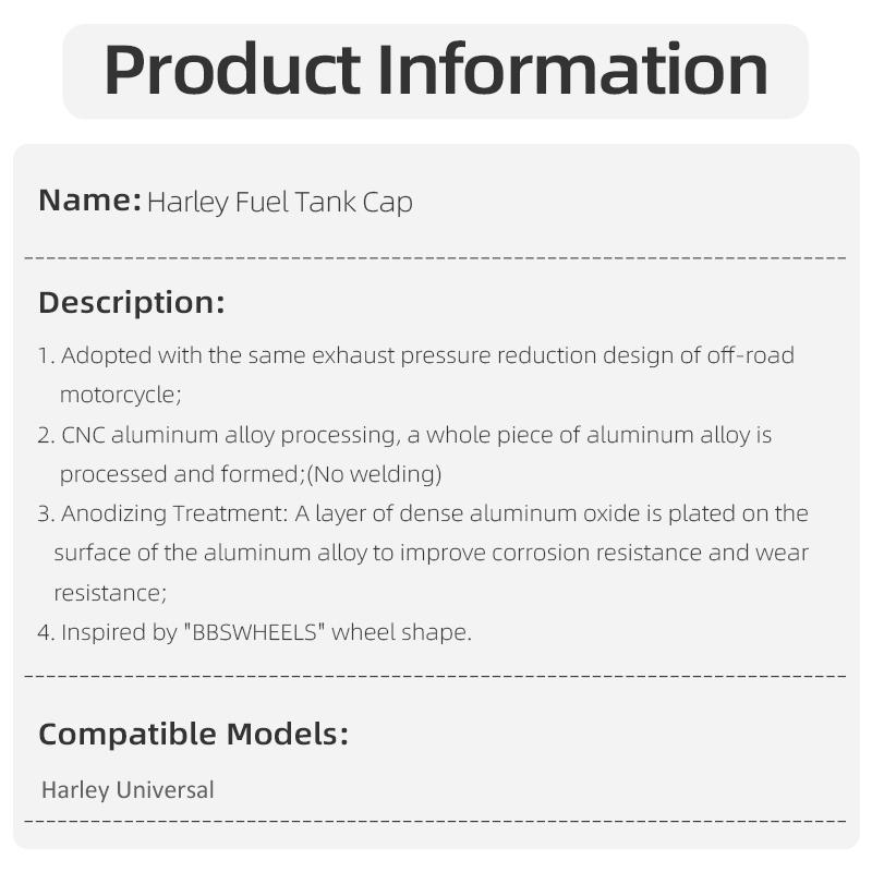 Motorcycle Fuel Tank Cap Gas Fuel Cover for Harley Universal Touring Road/Street Glide Softail Street Bob Fat Bob low Rider S/ST