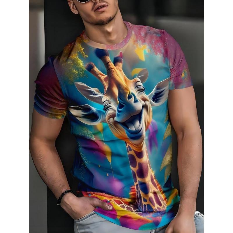 Summer Fashion Men's T-shirt Animal Pattern 3D Print Casual Loose Outdoor Boy Short Sleeve Tees Top Pullover Clothing