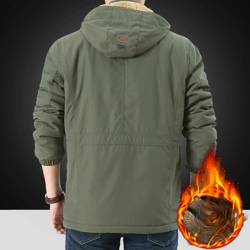 Men's Autumn and Winter Jacket Outdoor Sports Quick-drying Jacket Multi-pocket Tooling Jacket Winter Fleece Thicker