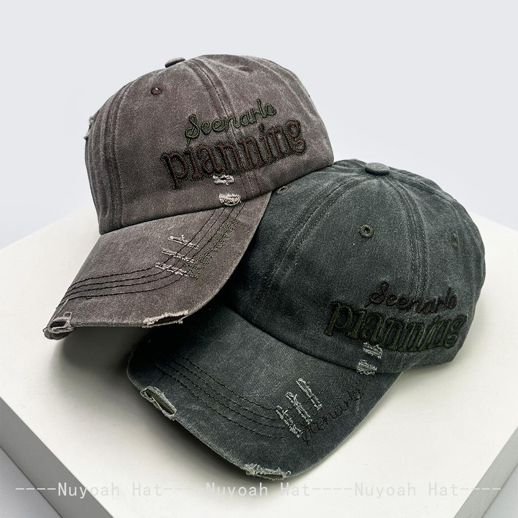 Baseball Stitching Stitched Embroidered Alphabet Side Women  Men Her Him For Fresh Caps Peaked Hats Sunshade Broken Style Versatile Personal Retro