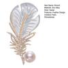 Women Brooch Feather Shape Pin with Rhinestones Faux Pearls Decor Suit Lapel Sweater Dress Coat Badge Weddings Parties Daily Wear