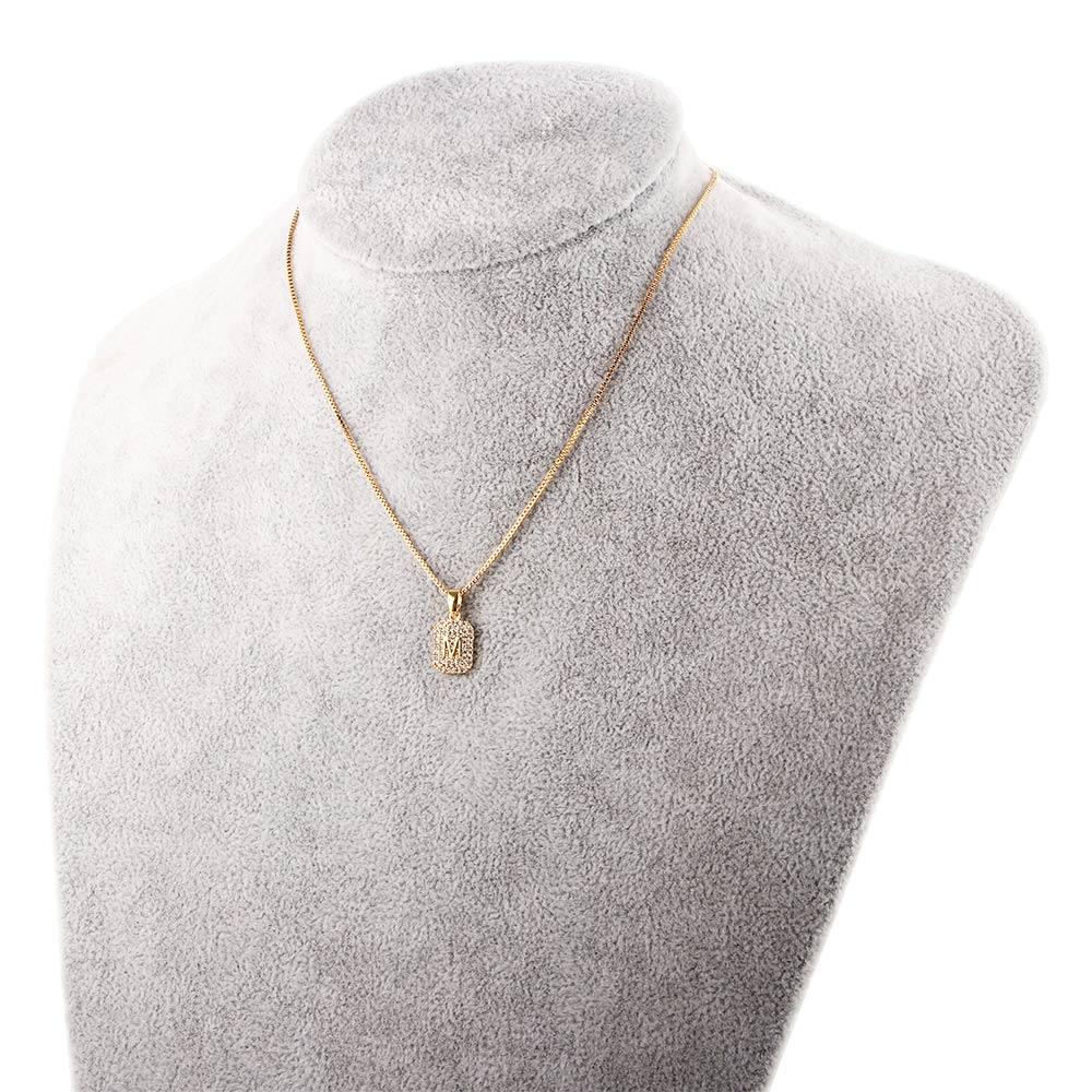 Simple Girls Women Korean M Letter Necklace Titanium Steel Fashion Jewelry Zircon Clavicle Chain