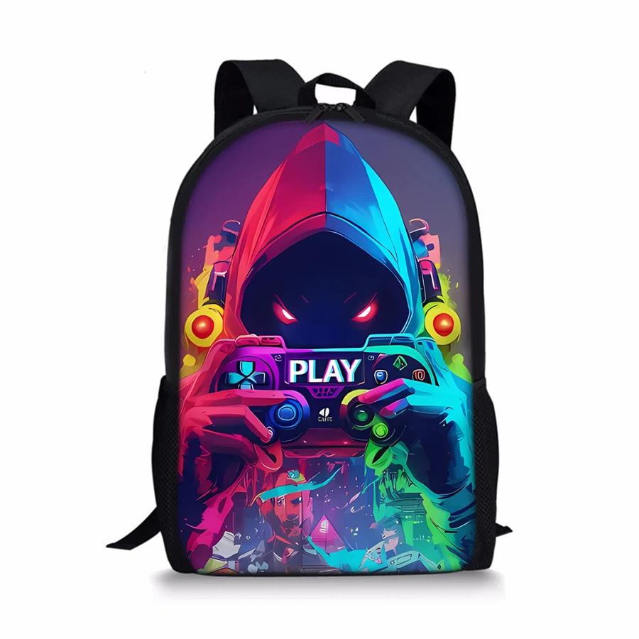 Coole GamePad Enkellaags Rugzak Voor Jongen/Meisjes Kinderen Beste Cadeaus 2D Platte Cartoon Student Schooltassen