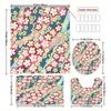 Plum Blossom 4pcs Cartoon Characters Shower Curtain Set - 12 Hook Waterproof Shower Curtain with Non-Slip Rug, Toilet Mat,
