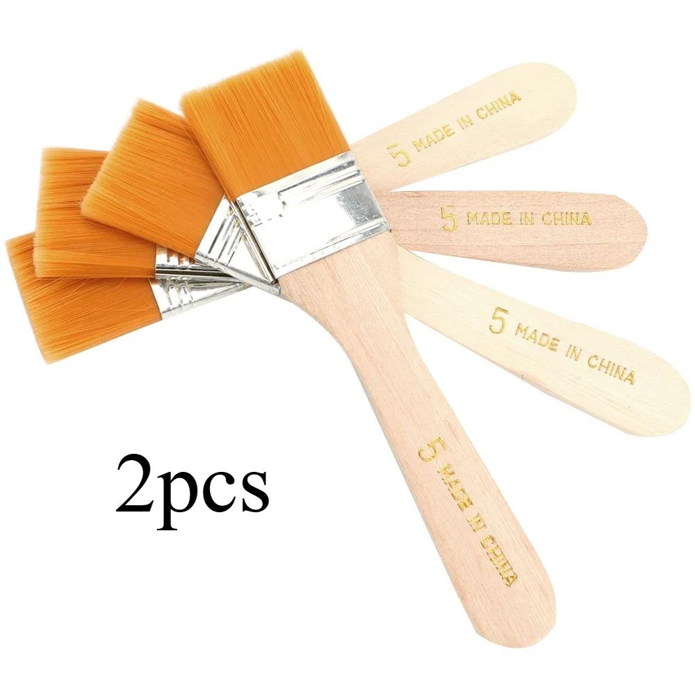 2/4Pcs Hair Painting Brush Acrylic Paints Nylon Oil Paint Brush Watercolor Paint Drawing Art Supplies Wood Handles