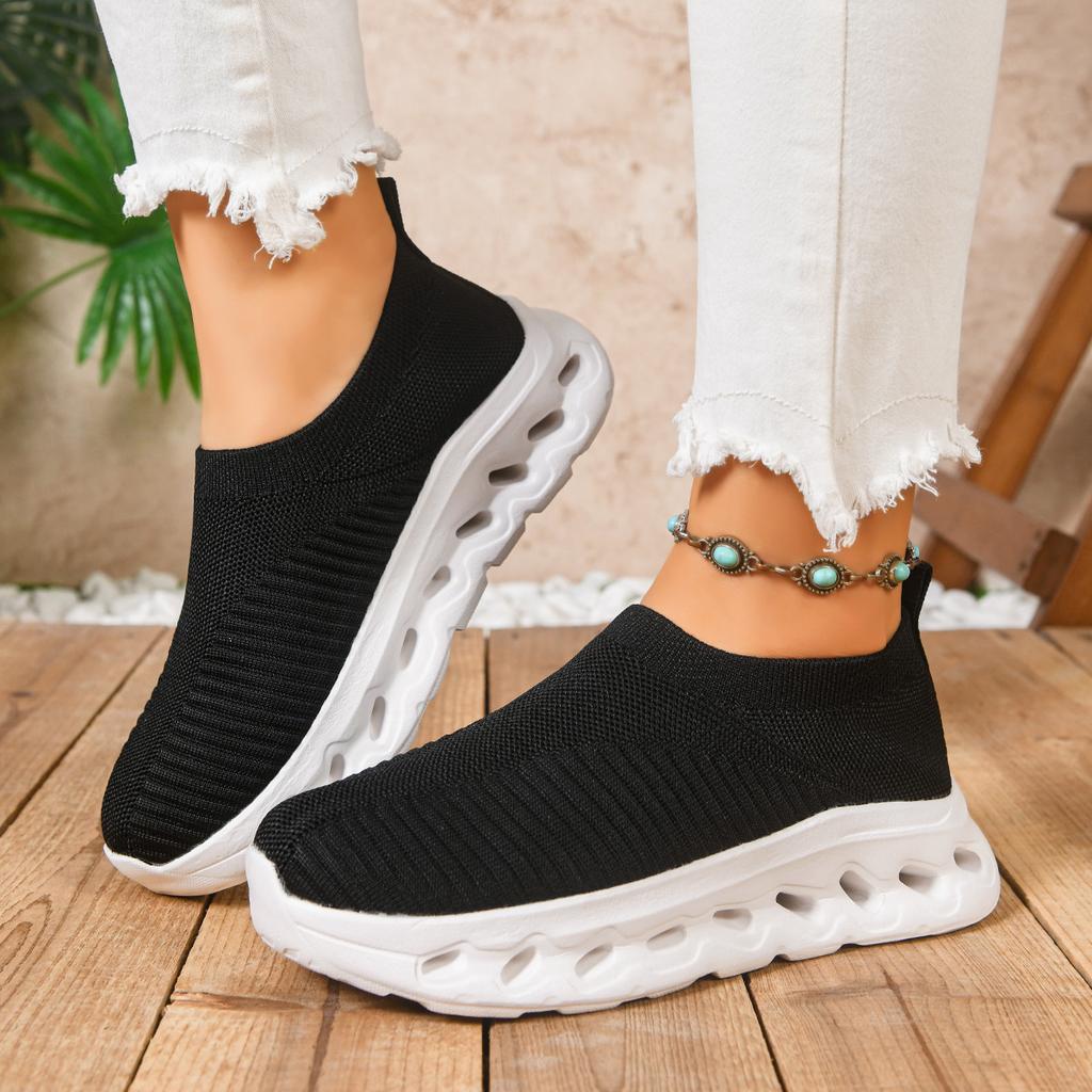 Flying Woven Breathable Sports Single Shoes Women'S Casual Spring Platform Comfortable Large Size Running Shoes