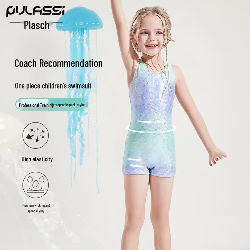 PULASSI Girls' One-Piece Training Swimsuit