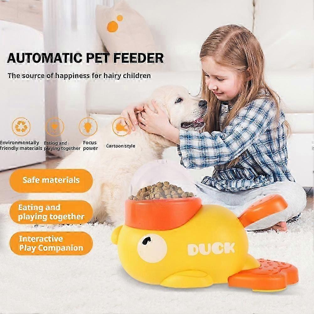 Cartoon Yellow Duck Pet Feeding Machine Large Capacity Feeder Pet NEW C