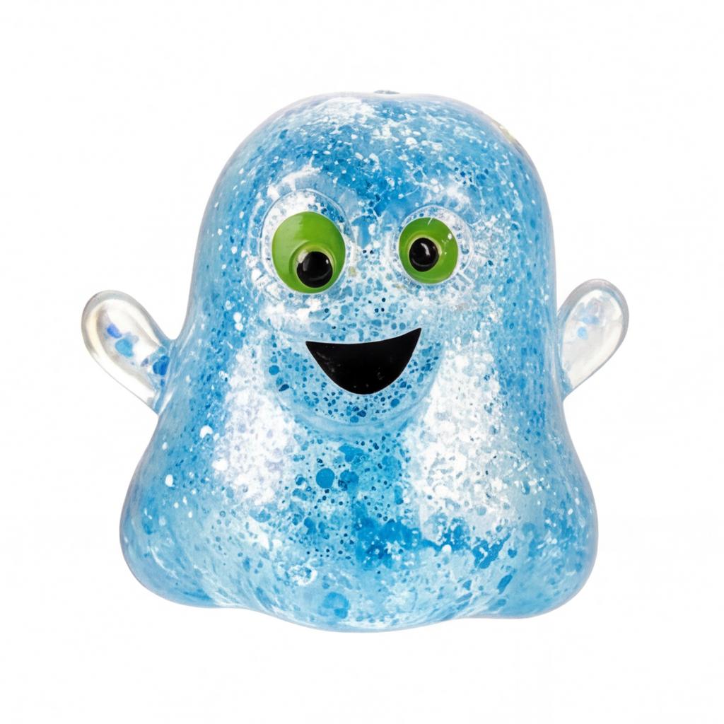 Stress Relief Ghost Shape Slow Rise Squishy Fidget Toy with Glitter Pumpkin Halloween Decor for Kids Adults Anxiety Relief/transparent