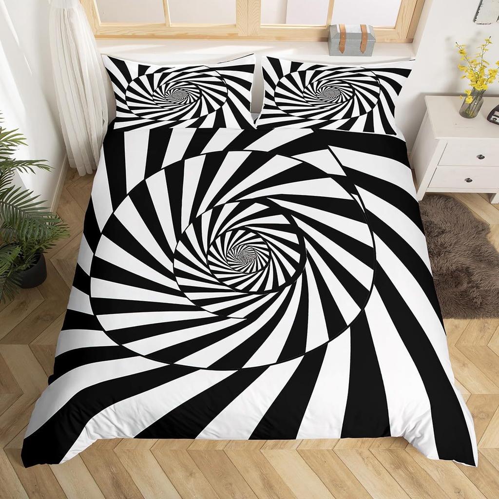Black Hole 3D Duvet Set Psychedelic Geometric Pattern Digital Printing Bedding Three-Piece Set