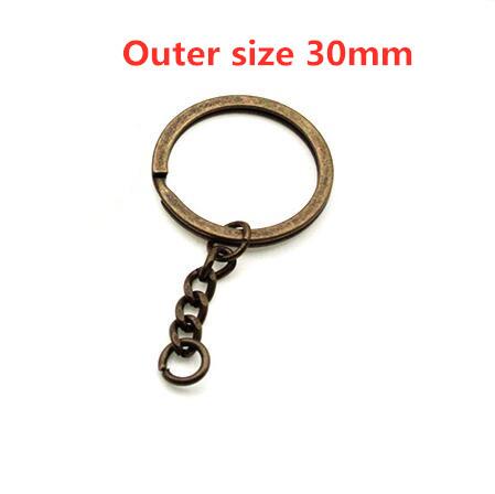 10pcs/lot 25 30mm DIY Key Chains Gold Bronze Color Keyring Keychain Short Chain Split Ring Key Rings Jewelry Finding Accessories